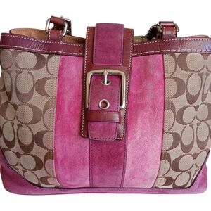 Vintage Coach Hampton Suede Leather Hobo Shoulder Bag #7053